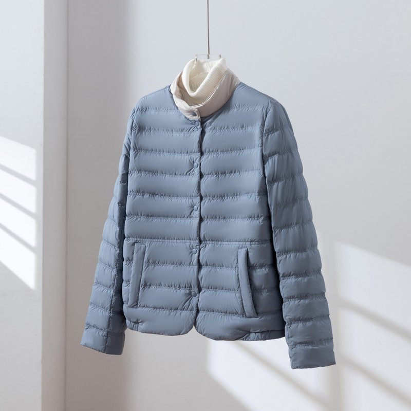 Lightweight & Warmth-Insulating Reversible Down Jacket, Down Coat, Beige + Blue 251107-1 - Women's Casual & Functional Jackets - Other Materials White