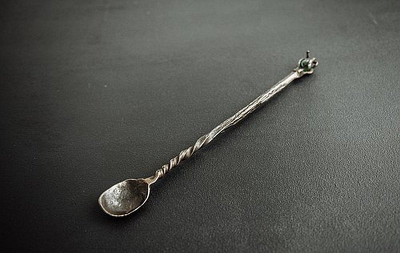 Hand Forged Steel Witch Spoon Decor / Blacksmith Kitchen Witch Forged Spoon - ช้อนส้อม - โลหะ สีเทา