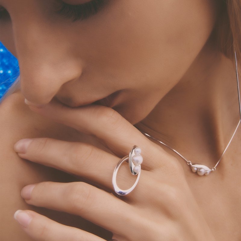 Multiverse - 時空旅行小珍珠戒指-純銀 - 戒指 - 純銀 銀色