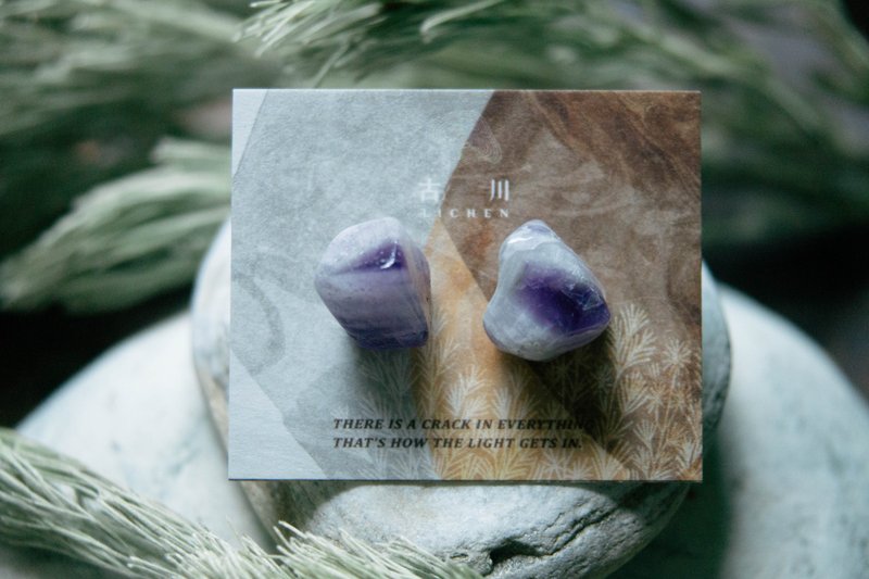 CRACK | MINERAL EARRINGS | EARRINGS - ต่างหู - หยก สีม่วง