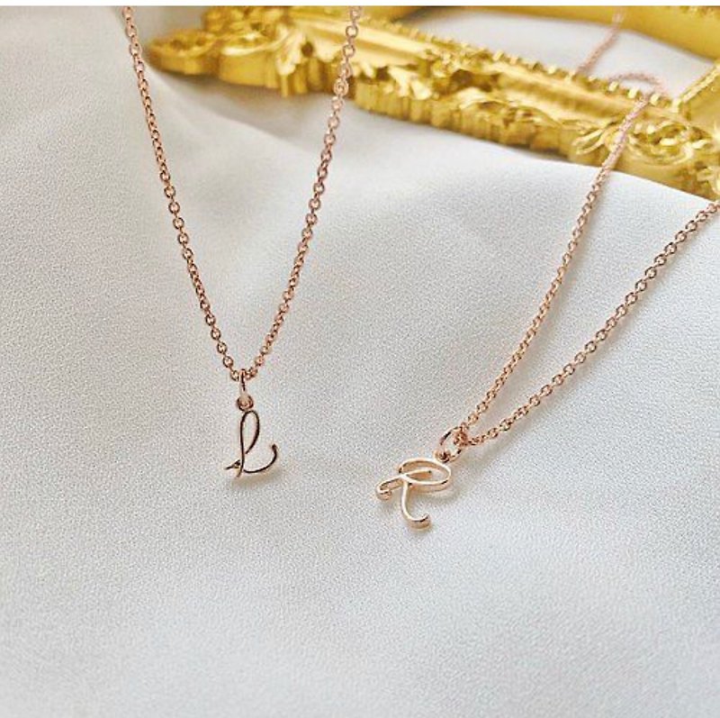 Necklace Birthday bridal shower Gift initial A to Z Heart Paved CZ - Necklaces - Other Metals Gold