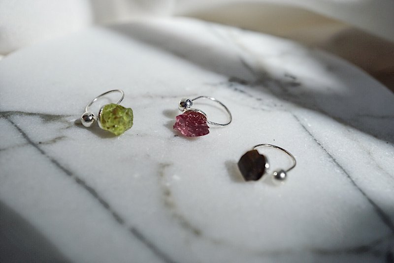 Tiny Crystal Ear clip Rhodolite Garnet Tourmaline - Earrings & Clip-ons - Gemstone Multicolor