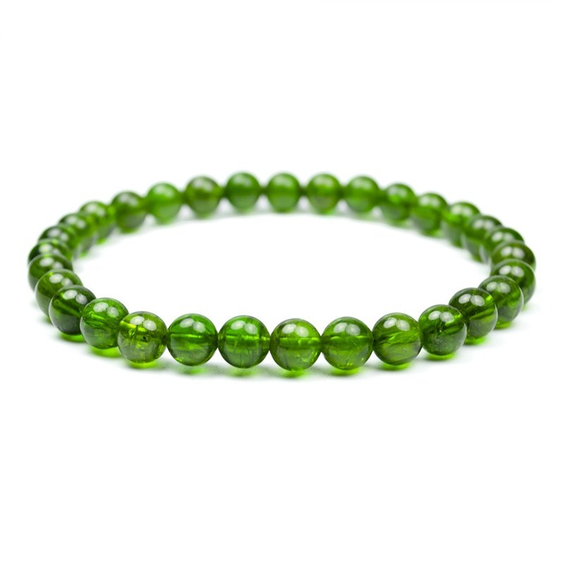 透輝石手珠 艷綠透輝石 5.8mm手鍊 透輝石手串 日本彈力繩 - 手鍊/手環 - 半寶石 綠色
