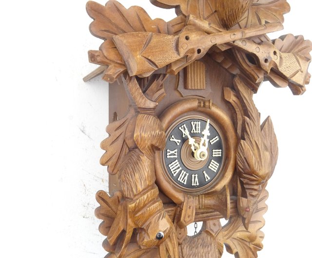 ドイツ製ヴィンテージ レギュラ 黒い森 1日カッコー時計 鹿 キジ狩り
