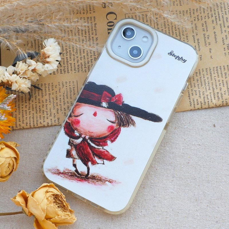 [Customized gift] Winter double-layered two-color transparent iPhone 15 mobile phone case_comes with mobile phone tablecloth - เคส/ซองมือถือ - พลาสติก 