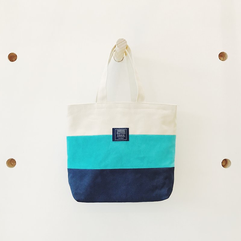 :: :: Bangs tree mixed colors portable small tote bag _ Whitewater blue dark blue - Messenger Bags & Sling Bags - Cotton & Hemp Blue