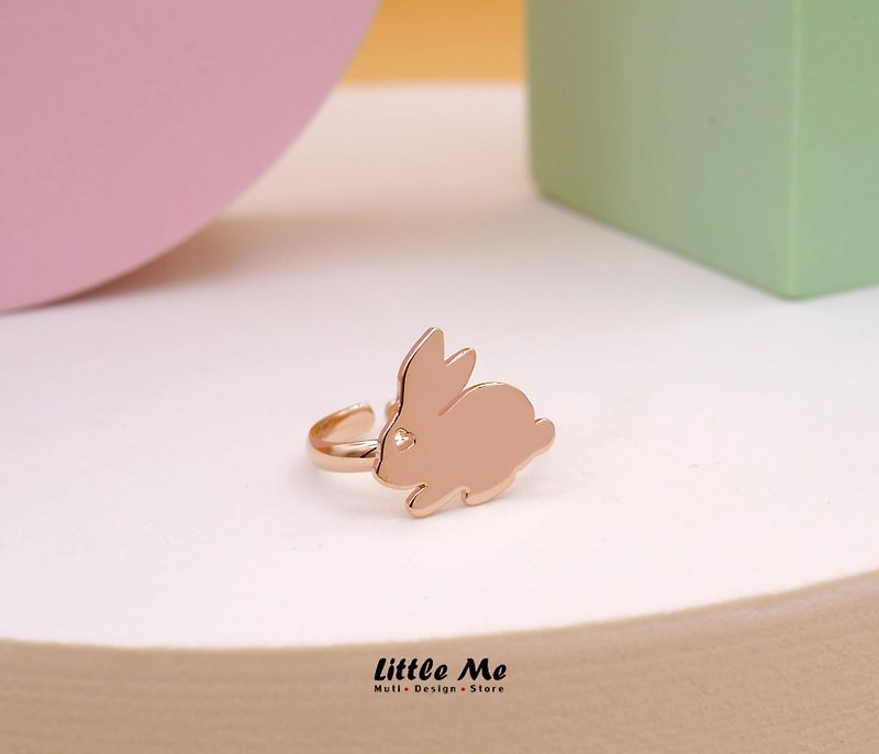 Other Metals General Rings Pink - Handmade little Bunny Ring - Pink gold plated