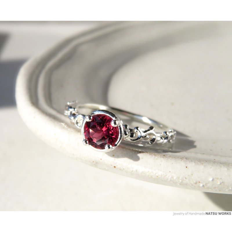 ピンク トルマリン リング / Gem and Botanical Pink Tourmaline Ring 215 - リング・指輪 - 宝石 レッド