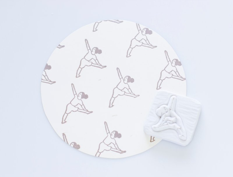 Hand engraved rubber stamp chop Yoga Girl Yoga Stationery - 5 - Stamps & Stamp Pads - Rubber White