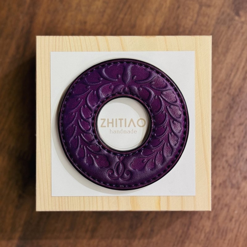原創手工製作牛皮劍道刀鐔 隱秘之境 紫色 劍鍔 Tsuba - 運動配件 - 真皮 紫色