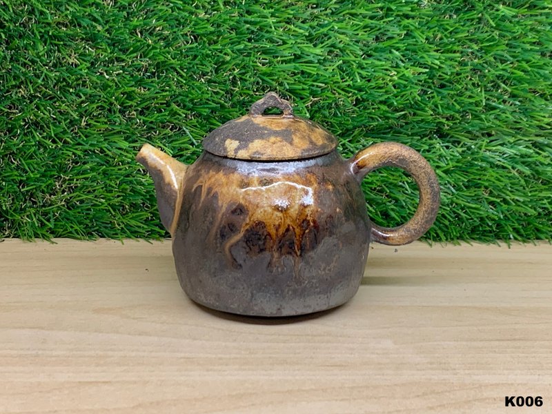 切削壺(落灰釉) l 柴燒 - 茶壺/茶杯/茶具 - 陶 咖啡色