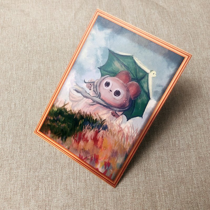 Paper Cards & Postcards Brown - Famous Painting Series - Mouse with a Parasol Postcard Mousy with a parasol