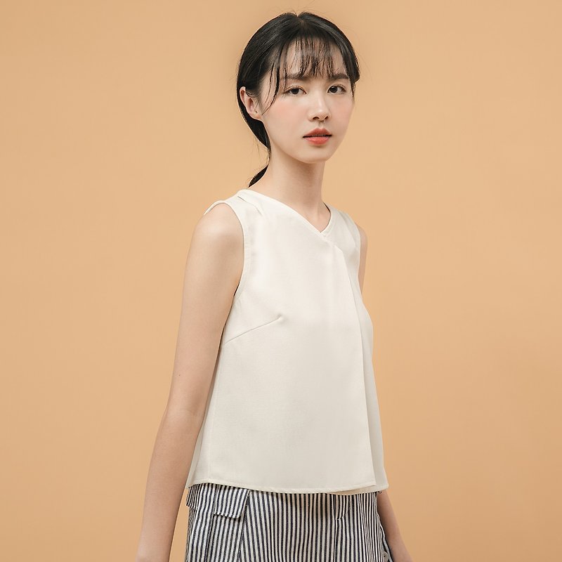 [Classic original] Admire_Simu pleated vest_CLT004_米 - Women's Vests - Polyester Khaki