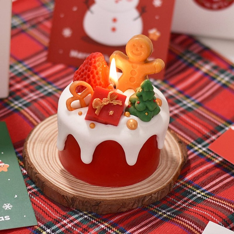 Christmas cake scented candle - เทียน/เชิงเทียน - ขี้ผึ้ง 