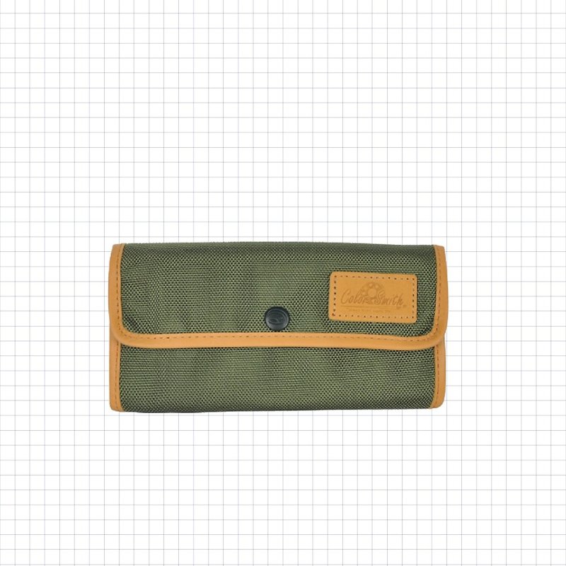 CR button-type folding long clip WLCR2054-OG [Taiwanese original bag brand] - Wallets - Nylon Green
