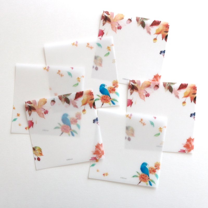 Autumn leaves and osmanthus tracing message card - การ์ด/โปสการ์ด - กระดาษ หลากหลายสี