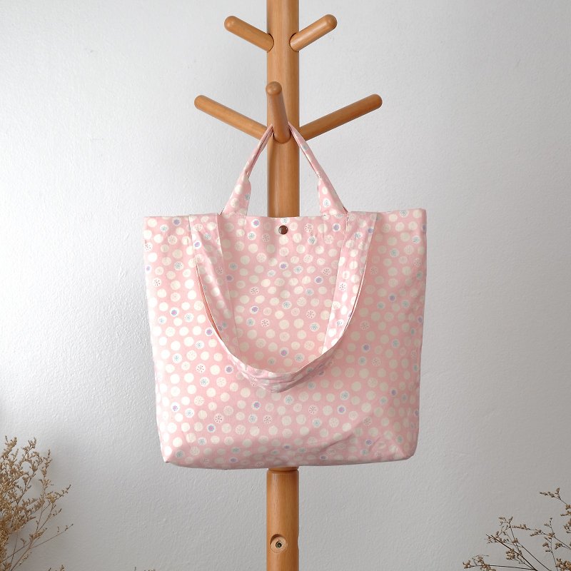 Japan Cotton Tote Bag : Bubble Daisy Pink Chiffon - กระเป๋าแมสเซนเจอร์ - ผ้าฝ้าย/ผ้าลินิน สึชมพู