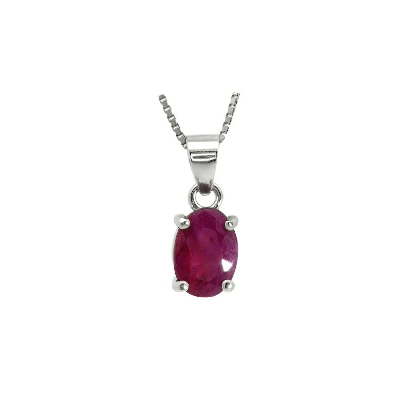 AND ruby ​​red oval 5*7mm pendant classic series Oval P An's jewelry - สร้อยคอ - เงิน สีแดง