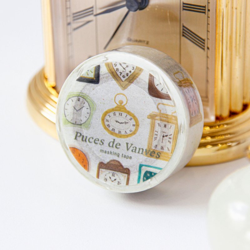 Puces de Vanves Masking Tape | Vintage Clock - มาสกิ้งเทป - กระดาษ หลากหลายสี