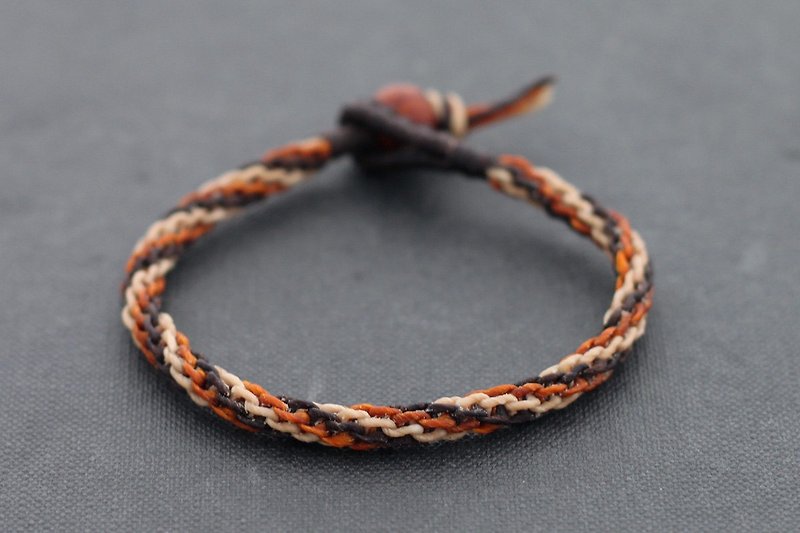 Earth Tone Woven Spiral Bracelets Brown Shade Mix Macrame Cuff - สร้อยข้อมือ - ผ้าฝ้าย/ผ้าลินิน สีนำ้ตาล