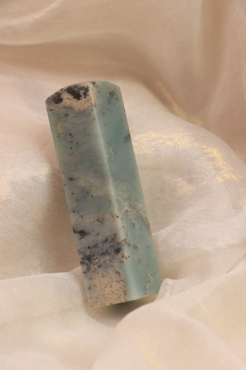 【日好手工刻印・開戶寶寶姓名單章】清冰色天青石 D2 - 印章/印台 - 石頭 藍色