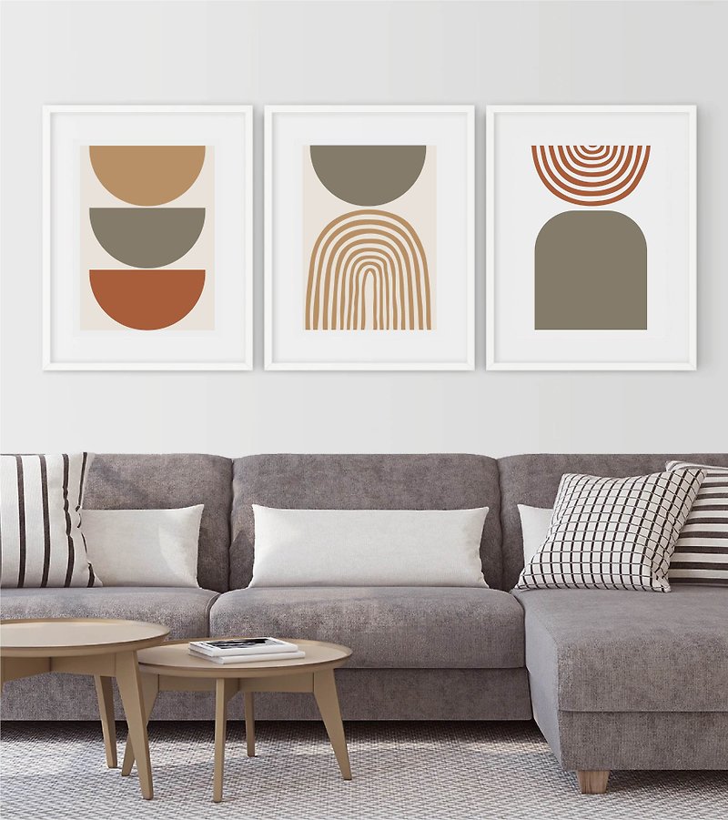 Electronic file, set of 3 posters, modern wall art, like Yanhui, pastel decor - Posters - Other Materials Brown