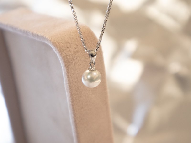 925純銀製真円7-7.5mm 天然淡水パール - ゴールドプレートペンダントネックレス - ネックレス - 真珠 ホワイト