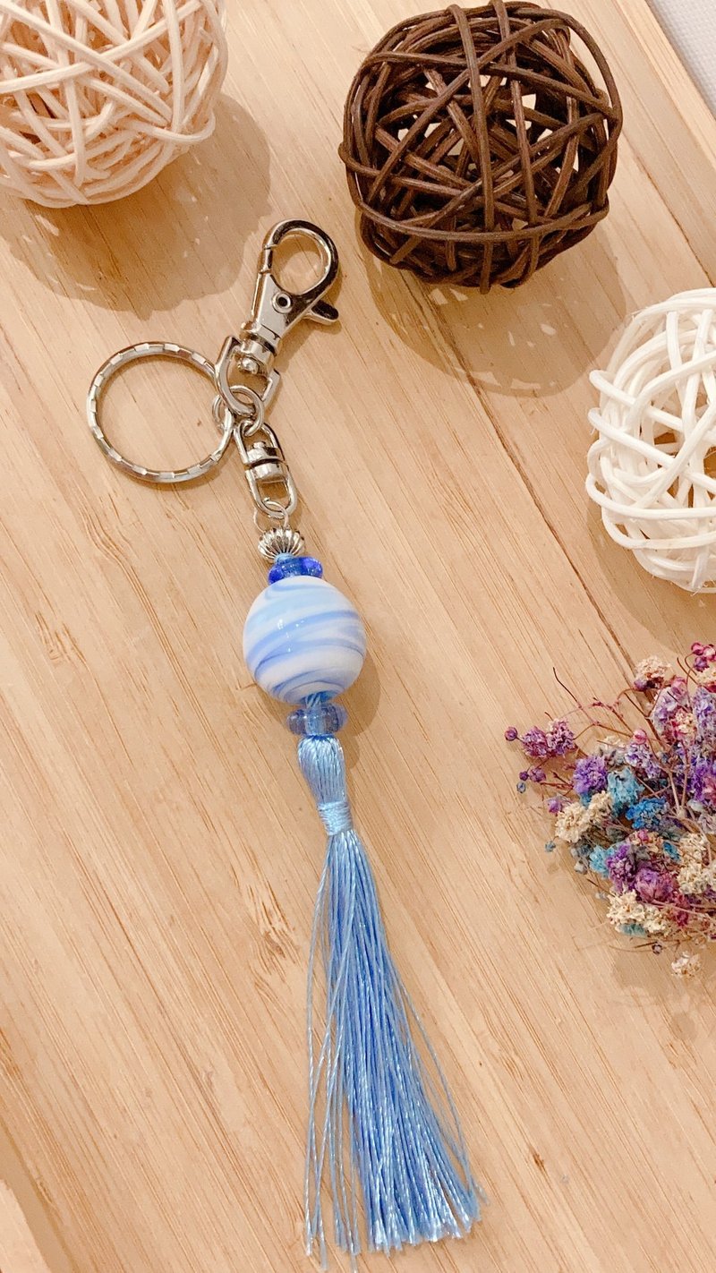 Colored glaze pendant-speak freely (blue)# key ring - Charms - Colored Glass 