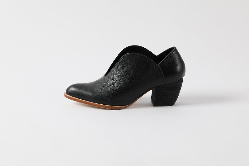 ZOODY / 卵石 / 手工鞋 / 中跟弧形包鞋 / 黑色 - 女短靴/中筒靴 - 真皮 黑色