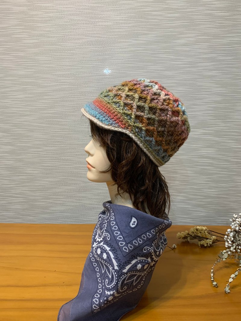 Rhombus baseball beanie. Popularity explosion models. earth. Hand made. Italian line - หมวก - ขนแกะ 