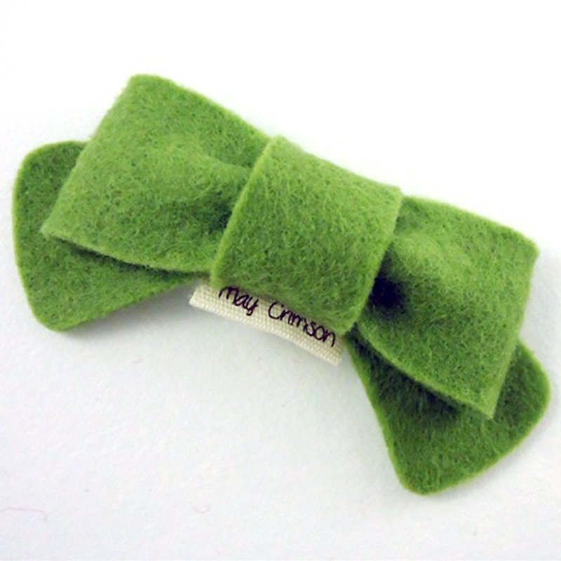 UK may-crimson │ pure handmade wool felt hairpin green tea bow MCBWSGGR0 - ผ้ากันเปื้อน - ขนแกะ สีเขียว