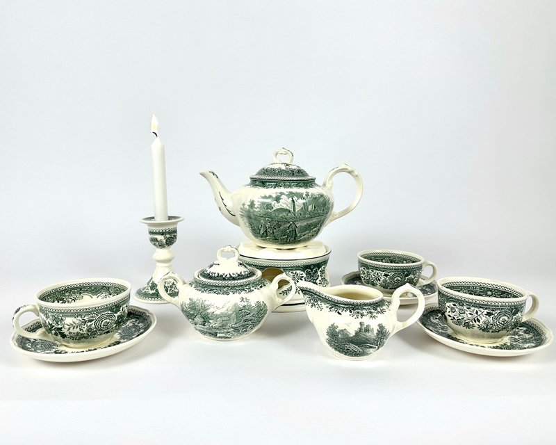 Villeroy & Boch Burgenland Coffee and Tea Set in Porcelain 1970s/80s, Germany - Teapots & Teacups - Porcelain Green