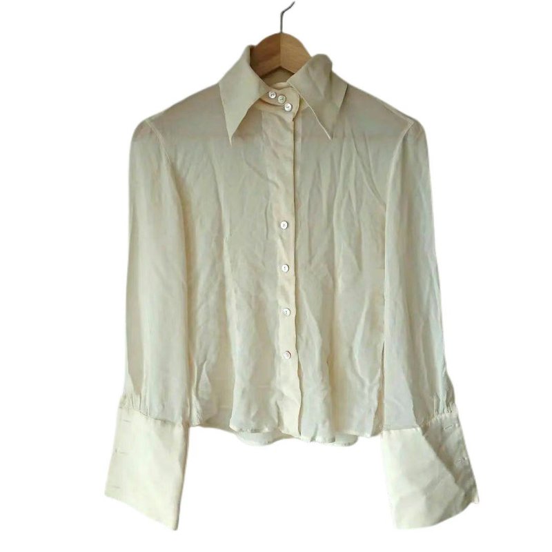 Max Mara 中古真絲襯衫 - 女襯衫 - 絲．絹 白色