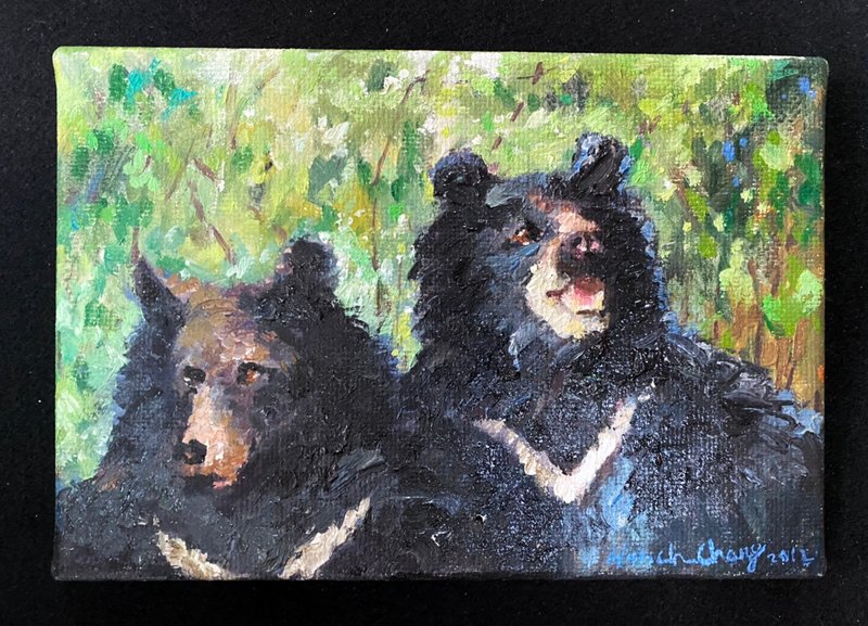 Oil Painting Sketch-Taiwan Black Bear I - โปสเตอร์ - ผ้าฝ้าย/ผ้าลินิน สีดำ