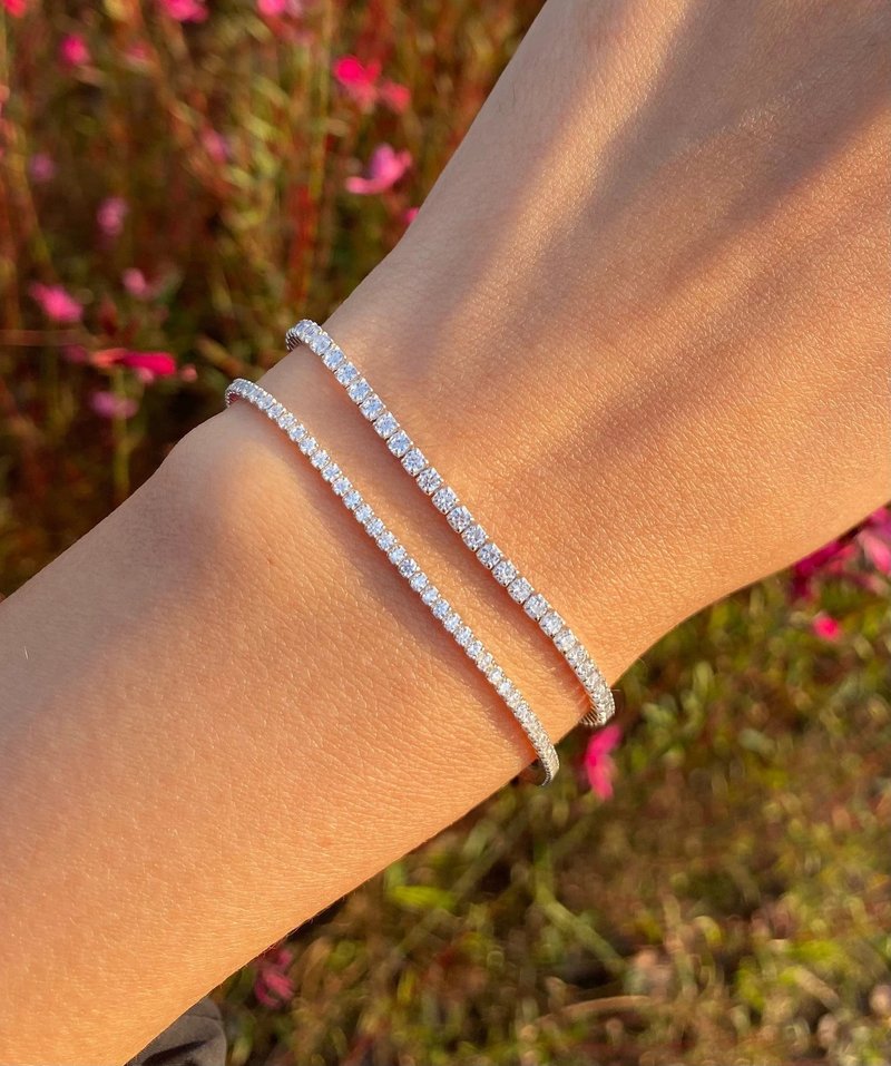 【Hot Sale】【Handmade】Classic 4mm Tennis Bracelet - 5A Belgian Stone - สร้อยข้อมือ - ทองแดงทองเหลือง 