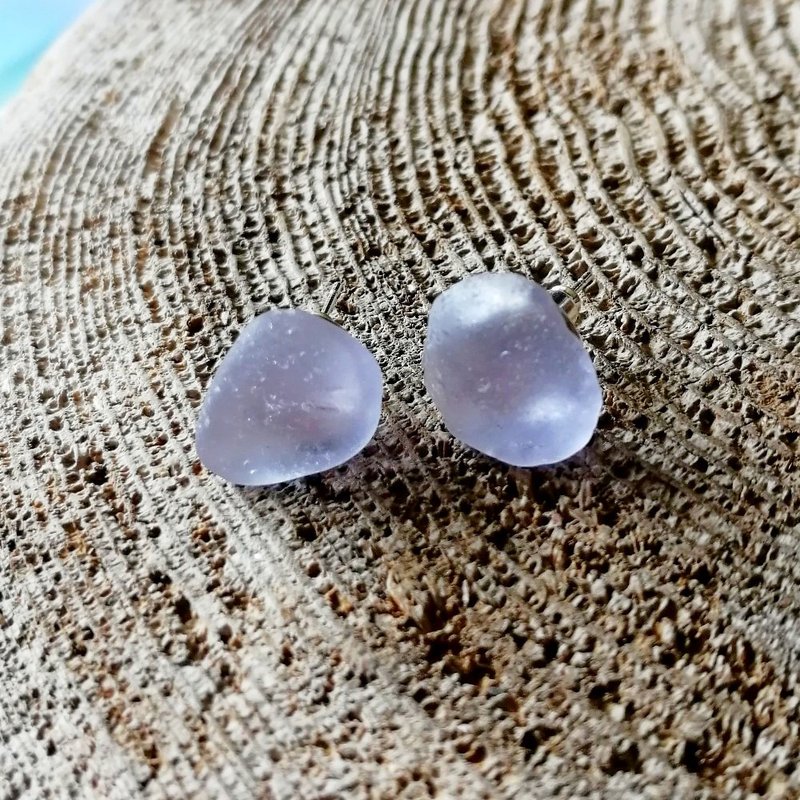 Sea Glass Stud Earrings 海玻璃耳環 Sea Glass Earrings 海廢飾品 Real Sea Glass Jewelry - 耳環/耳夾/耳骨夾 - 玻璃 多色