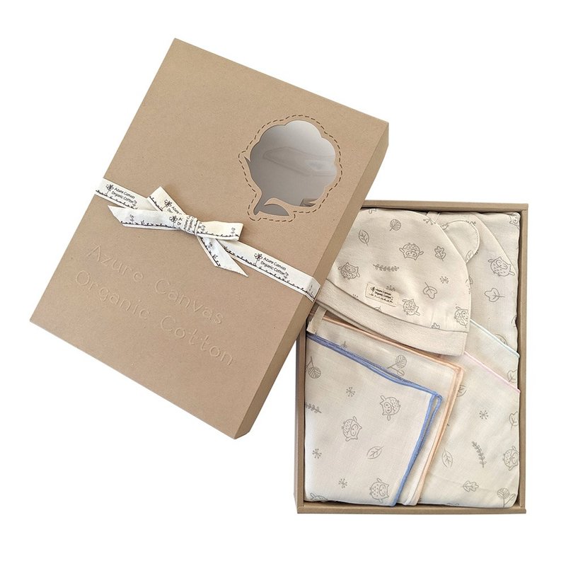 有機棉四季紗布禮盒-貓頭鷹NB - 彌月禮盒 - 棉．麻 