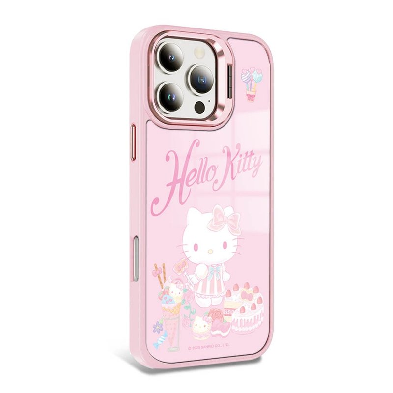 iPhone全系列軍規防摔合金框隱形立架手機殼-點心凱蒂-粉框 - 手機殼/手機套 - 其他材質 多色