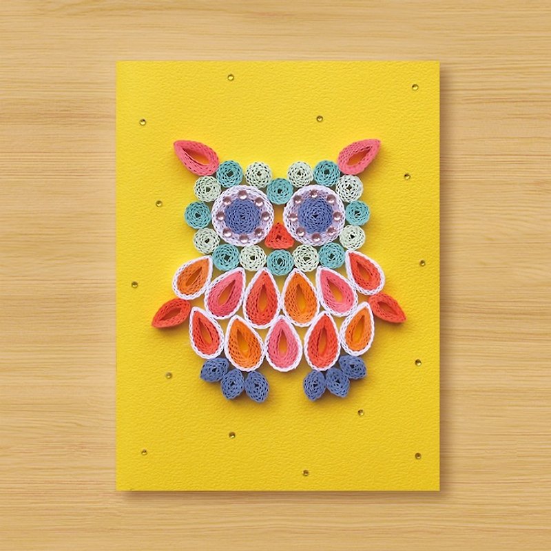 Handmade Roll Paper Card _ Cute Owl B ... Birthday Card, Universal Card - Cards & Postcards - Paper Yellow