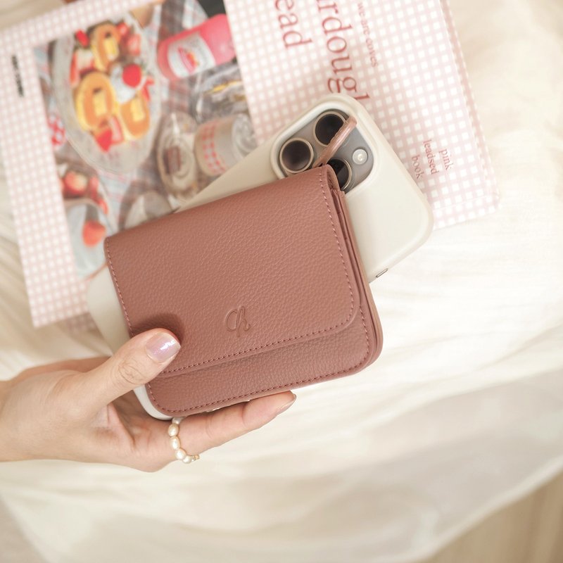 Cony (Tearose) :  Short wallet, Leather wallet, Zip wallet, Soft leather, Layers - 錢包/皮夾/長短夾 - 真皮 粉紅色