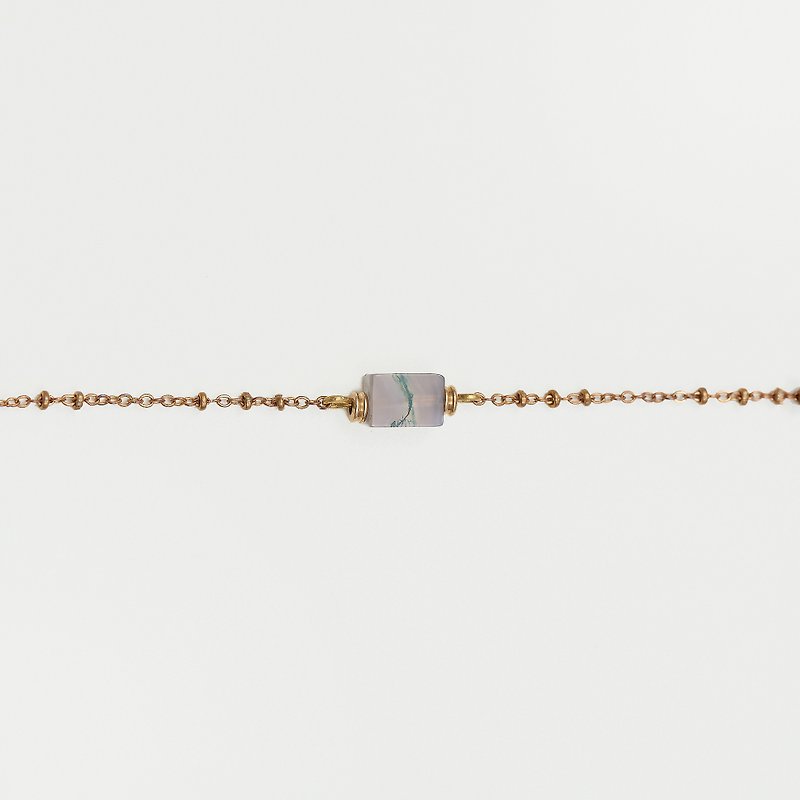 磚形珠鏈手鍊 - Brick Jade ' Bead Chain Bracelet - 手鍊/手鐲 - 寶石 金色