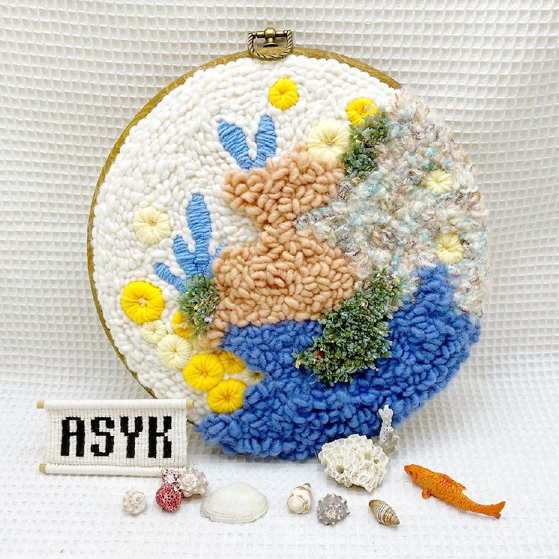 [Coral Sea Three-dimensional Embroidery] Aquatic Plant/Home Decoration/Wall Hanging - Items for Display - Cotton & Hemp Multicolor