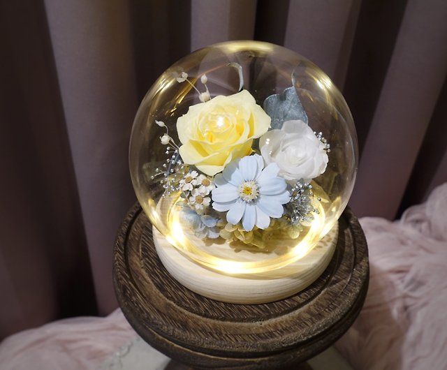 永遠の花のガラスのランプシェードの日差し ショップ Flower18 ドライフラワー ブーケ Pinkoi