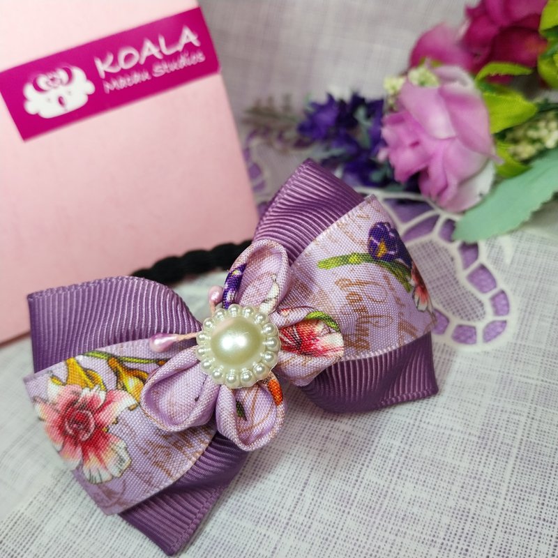 Purple bow hair tie - Hair Accessories - Other Materials Purple