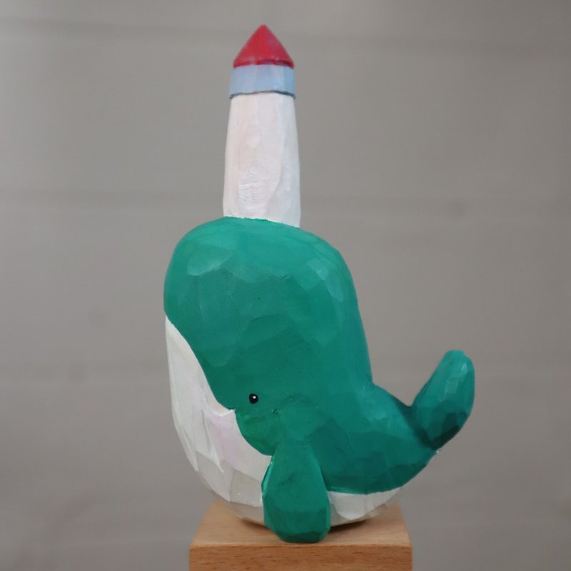 灯台のクジラ - 置物 - 木製 グリーン