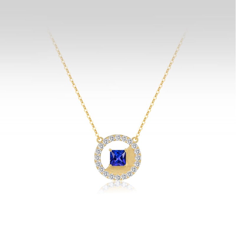 18K Gold Necklace Cultivated Sapphires Exquisite Item for Bringing in Fortune - Necklaces - Other Materials Blue