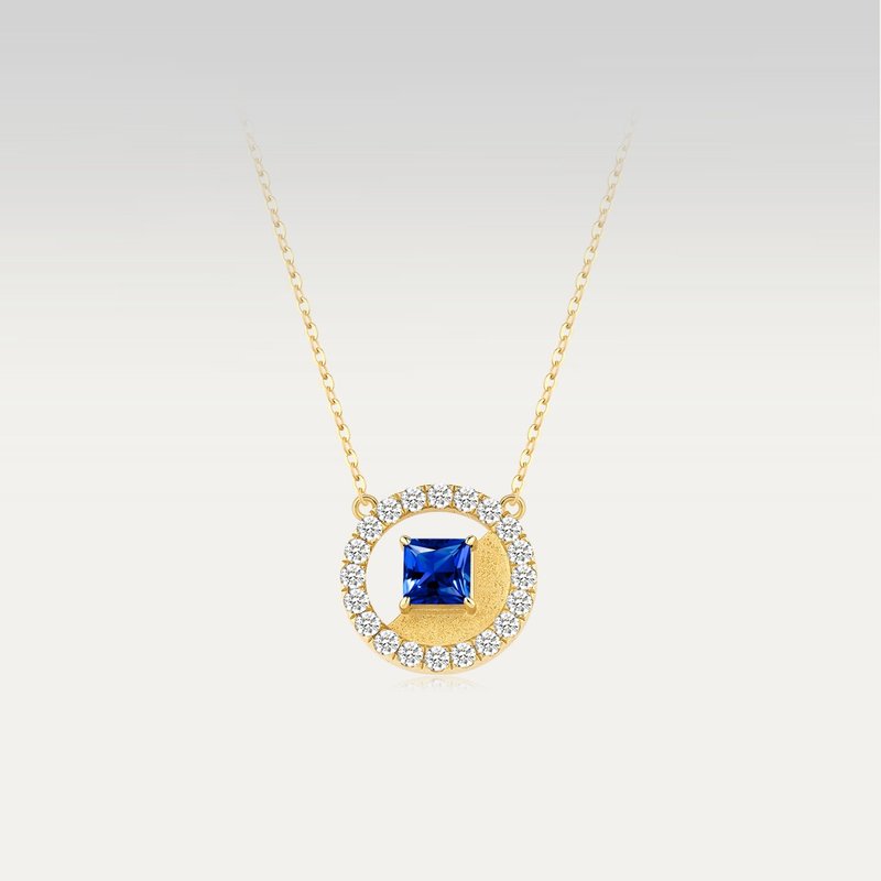 18K Gold Necklace Cultivated Sapphires Exquisite Item for Bringing in Fortune - Necklaces - Other Materials Blue