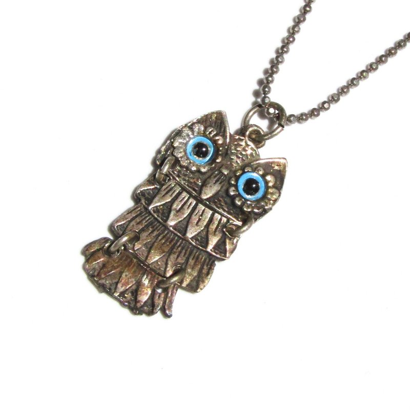 Vintage silver 925 owl motif necklace - 項鍊 - 其他材質 銀色