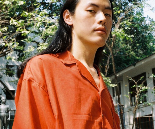 Open Collar Shirt Brick Orange Shop Dottodot33 Men S Shirts Pinkoi