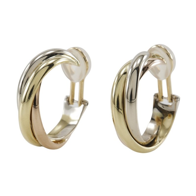 【日本直送】カルティエ CARTIER トリニティ イヤリング スリーカラー ループ K18ゴールド(YG×PG×WG) 約20.1g レディース【中古】 - 耳環/耳夾/耳骨夾 - 貴金屬 金色